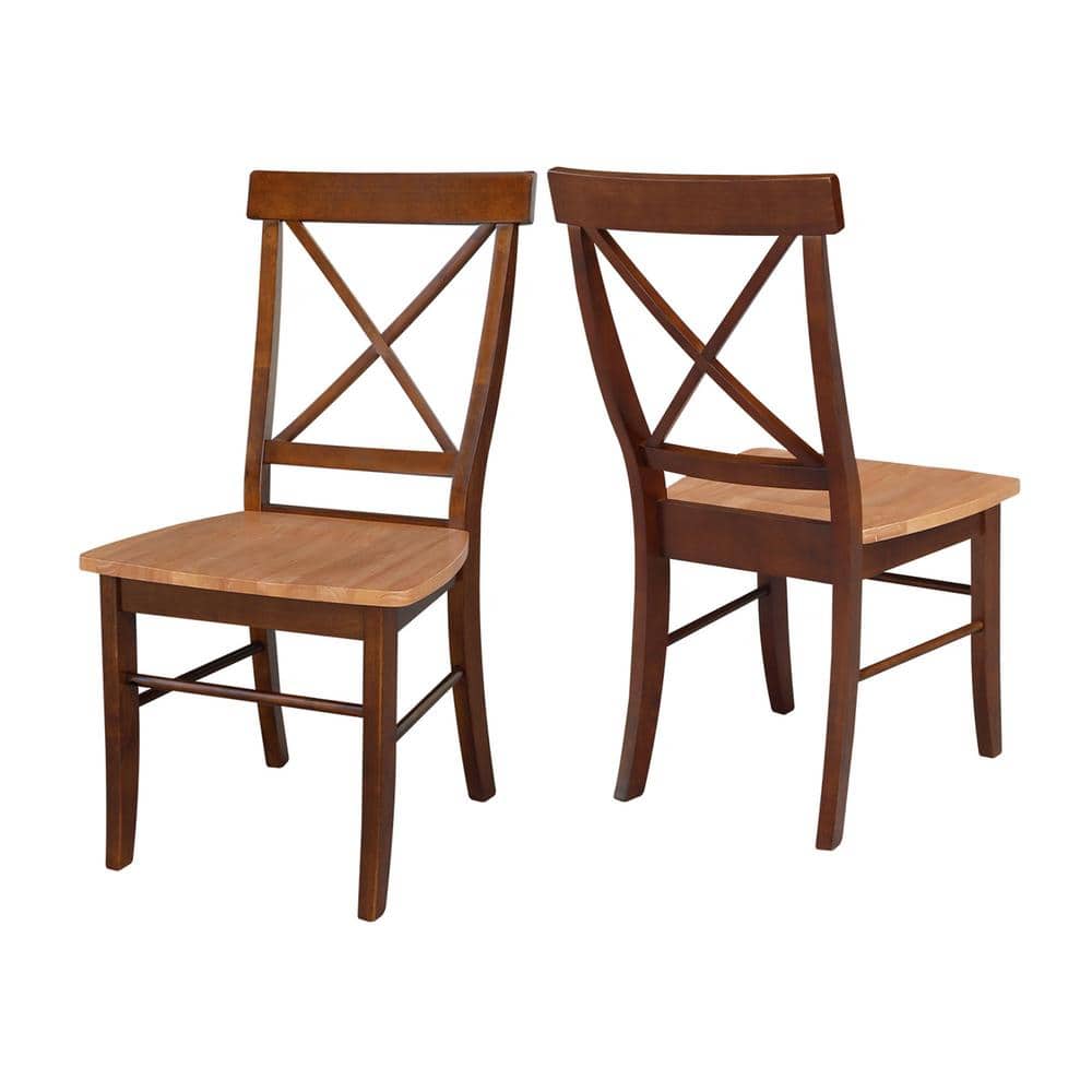 Cinnamon and Espresso Cross Back Wood Side Chair Set