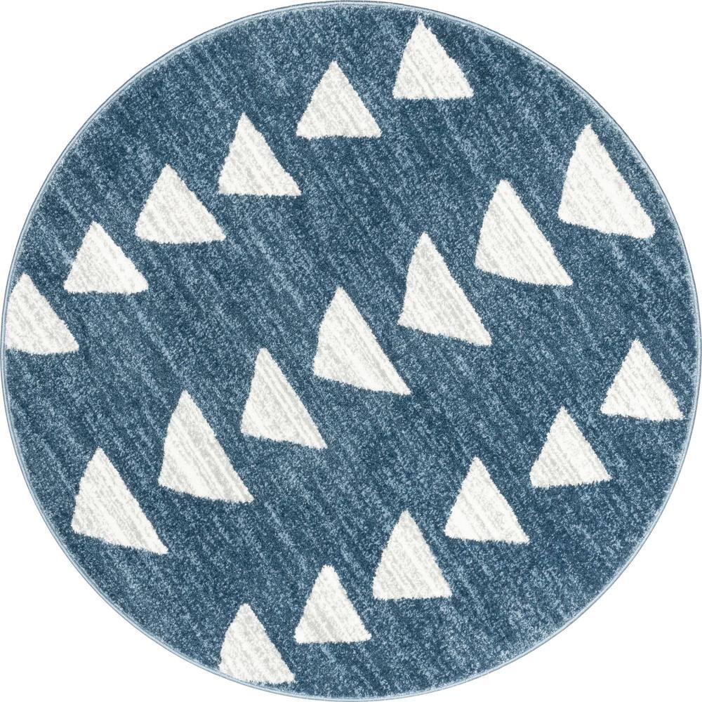 Kennedy Triangles Modern Geometric Kids Blue 4 ft. Round Area Rug price history on PriceWatchPro