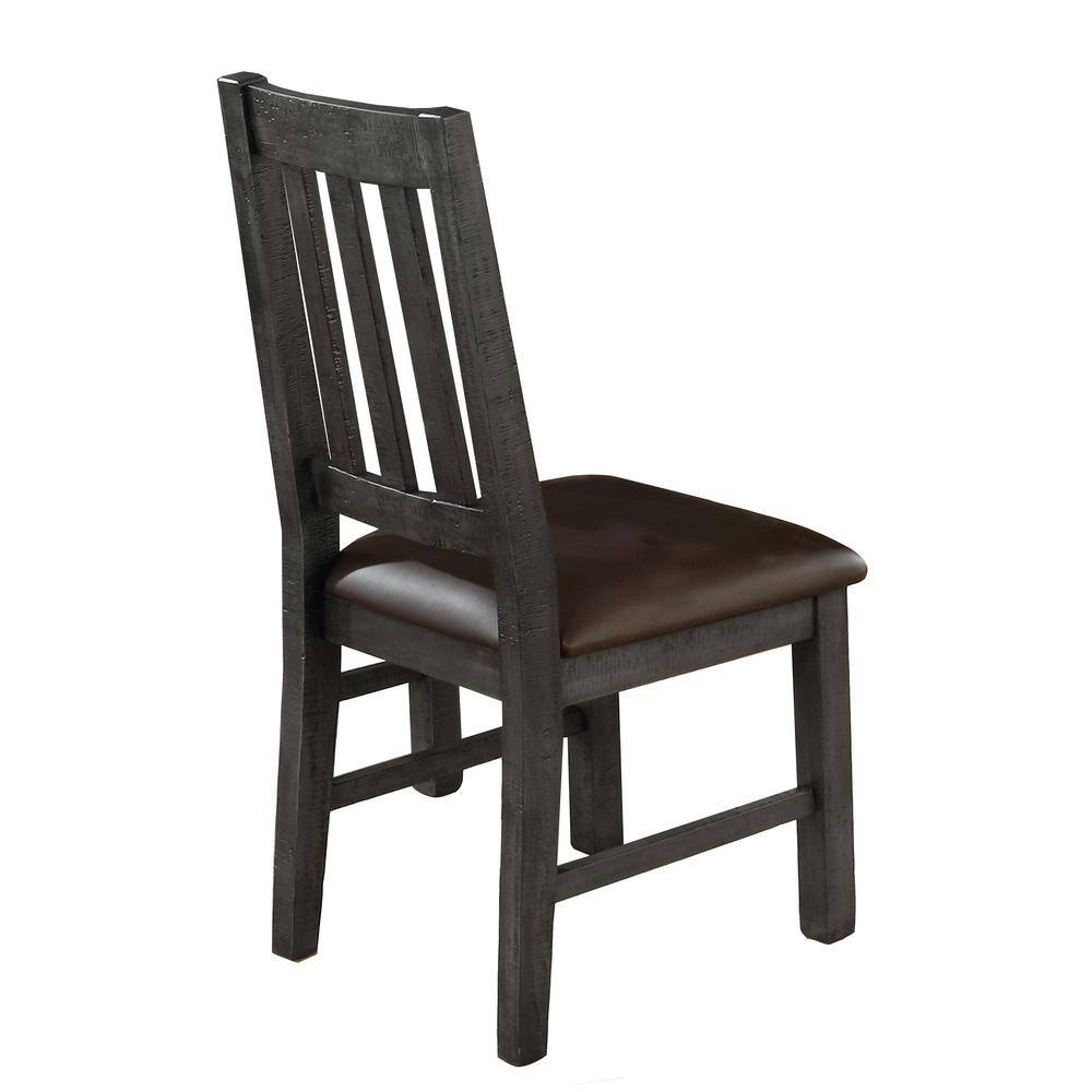 Rustic Gray Faux Leather Upholstered Dining Chairs, Set of 2