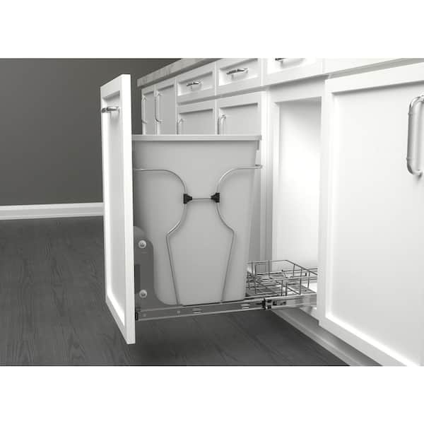 Rev-A-Shelf Chrome Steel Single 35 qt. Gray Waste Pullout with