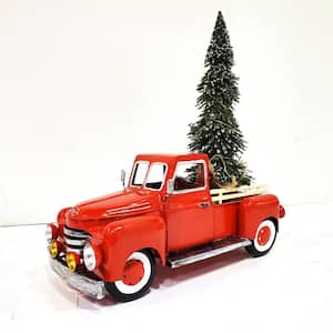 12 in. Red Metal Truck Decoration