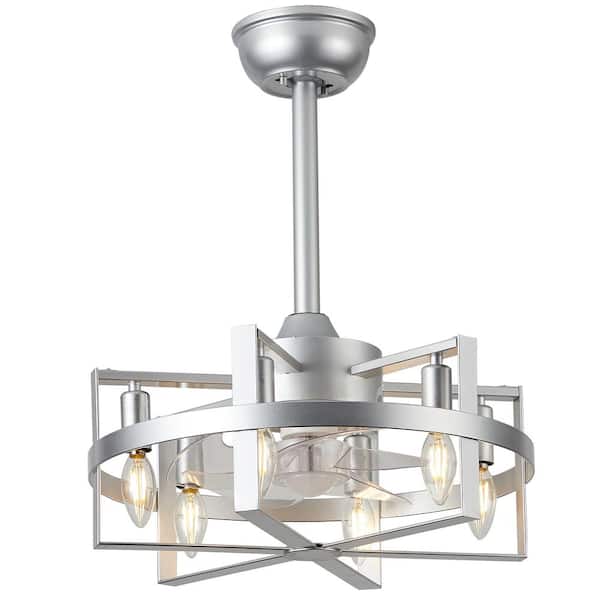 Bella Depot Industry 18 in. Indoor Chrome Reversible Ceiling Fan with Light Kit and Remote, Downrod Included