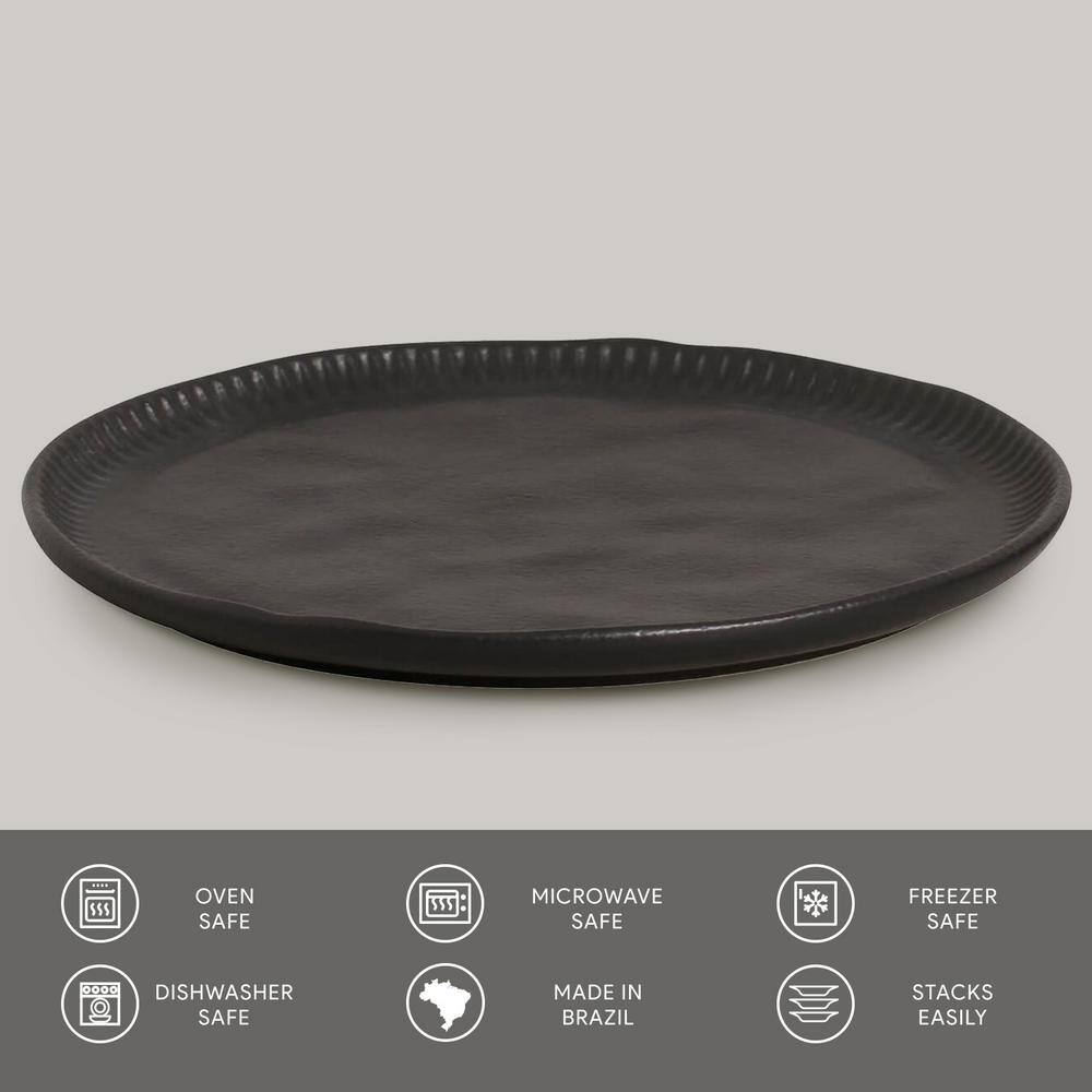 Matte Black Porcelain Oval Dinner Plate