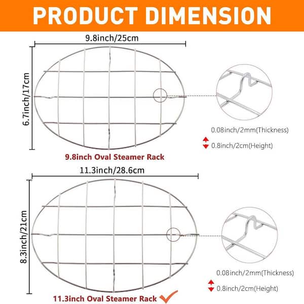 Stainless Steel Oval Wire Roasting Rack with Multifunction Oven Use, Cooling, Baking, Broiling, 1-Piece