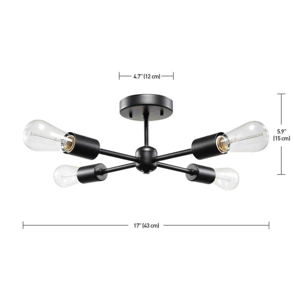 Matte Black Brass LED Sputnik Flush Mount Ceiling Light