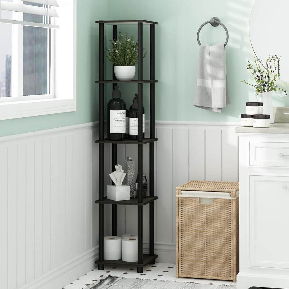 Espresso Noir 5-Tier Corner Cubed Bookshelf