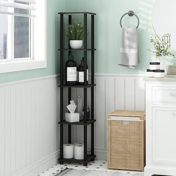 Furinno Turn-N-Tube Espresso Corner Open Bookcase