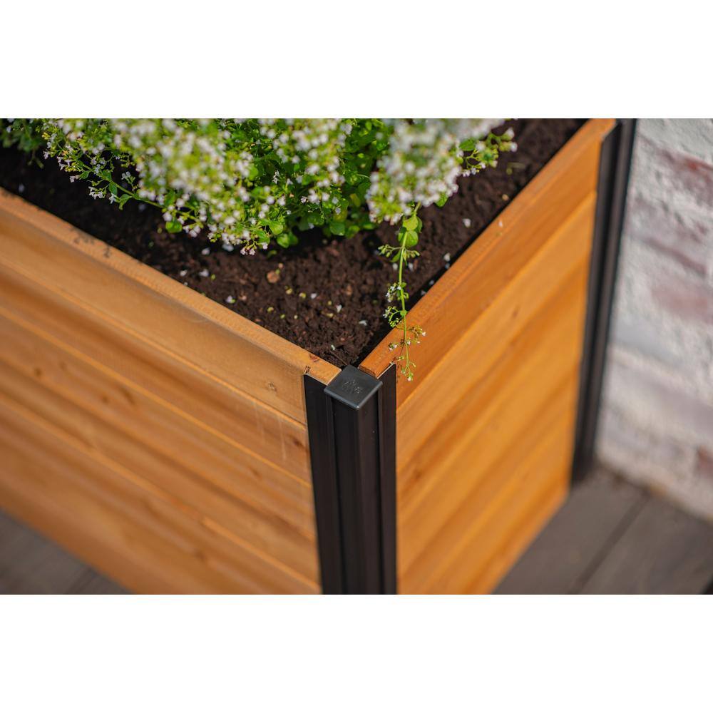 Mezza 39" Cedar Parklette Planter with Black Posts