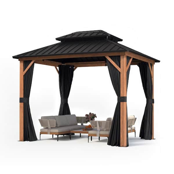 PURPLE LEAF 10 ft. x 10 ft. Hardtop Gazebo Outdoor Wood Aluminum