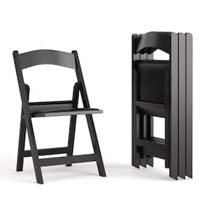 Hercules Black Resin 800 lb. Weight Capacity Lightweight Event Folding Chair (Set of 4)