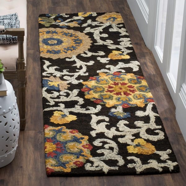 Blossom Charcoal/Multi 2 ft. x 10 ft. Floral Runner Rug