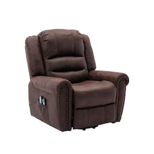 36.4 in. Tan Reclining Heated Massage Chair with Round Arms