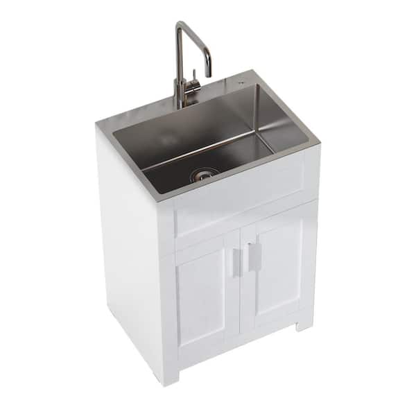 Maincraft 24 in. x 18 in. x 34. in. Stainless Steel Laundry/Utility Tub ...