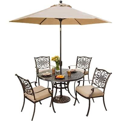 Umbrella Included Patio Dining Sets Patio Dining Furniture The Home Depot