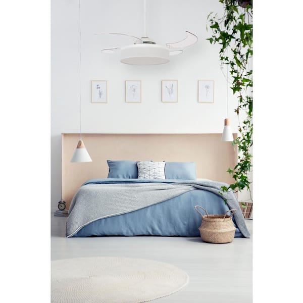 Fraser 48 in. White and Transparent AC Ceiling Fan with Light