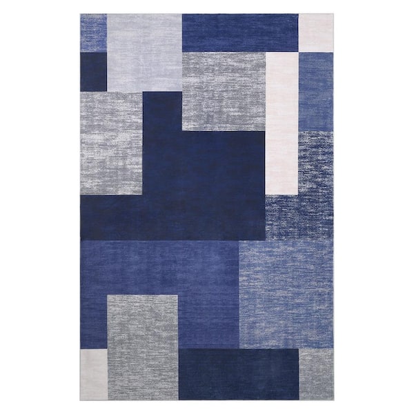Garvee Blue 5 ft. x 8 ft. Modern Geometric Indoor Area Rug