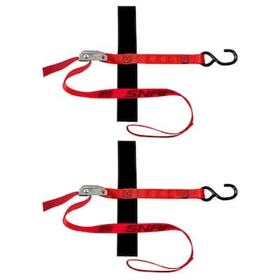 4 ft. x 1 in. S-Hook Cam Strap with Hook and Loop Storage Fastener in Red (2-Pack)