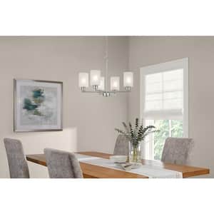 5-Light Brushed Nickel Chandelier Light Fixture with Frosted Glass Shades
