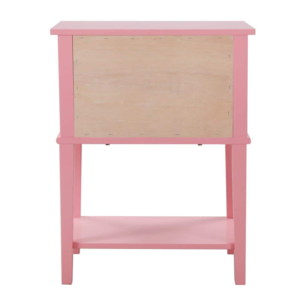 Newton Pink 2-Drawer Nightstand with Open Shelf
