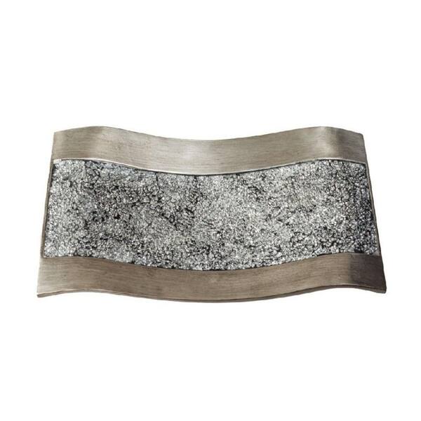 Silver Resin 16 in. Crackled Mosaic Design Decorative Tray