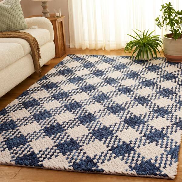 Natural Fiber Couture 6 ft. x 9 ft. Navy/Ivory Check Area Rug