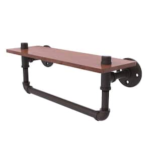 Pipeline Collection 16 in. Ironwood Shelf with Towel Bar in Oil Rubbed Bronze