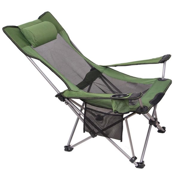 Ejoy 25 in. W x 38 in. H x 22 in. Green Adjustable Iron Beach Chair