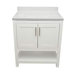 Taos 31 in. W x 22 in. D x 36 in. H Bath Vanity in White with White Cultured Marble Top w/Backsplash Single Hole