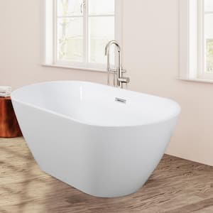 55 in.x 28 in. Acrylic Flatbottom Bathtub Soaking Tub,Overflow and Pop-up Drain,CUPC Certified in White