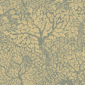 Olle Light Yellow Forest Sanctuary Paper Metallic Non-Pasted Wallpaper Roll