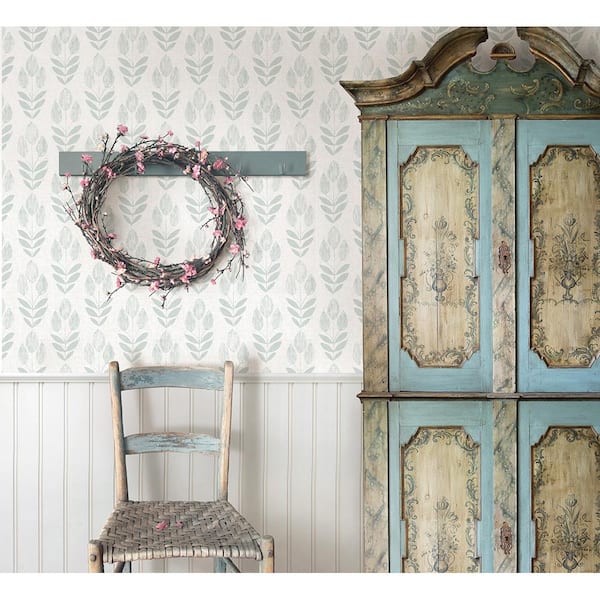 Garland Teal Block Tulip Paper Strippable Wallpaper (Covers 56.4 sq. ft.)