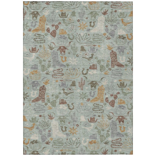 Chantille Machine Washable Indoor/Outdoor Abstract ACN2512 Sage 8 ft. x 10 ft. Area Rug