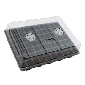 White Plastic Smiling Face Seed Starter Trays with Dome and Base (70-Cell Per Tray) (5-Pack)