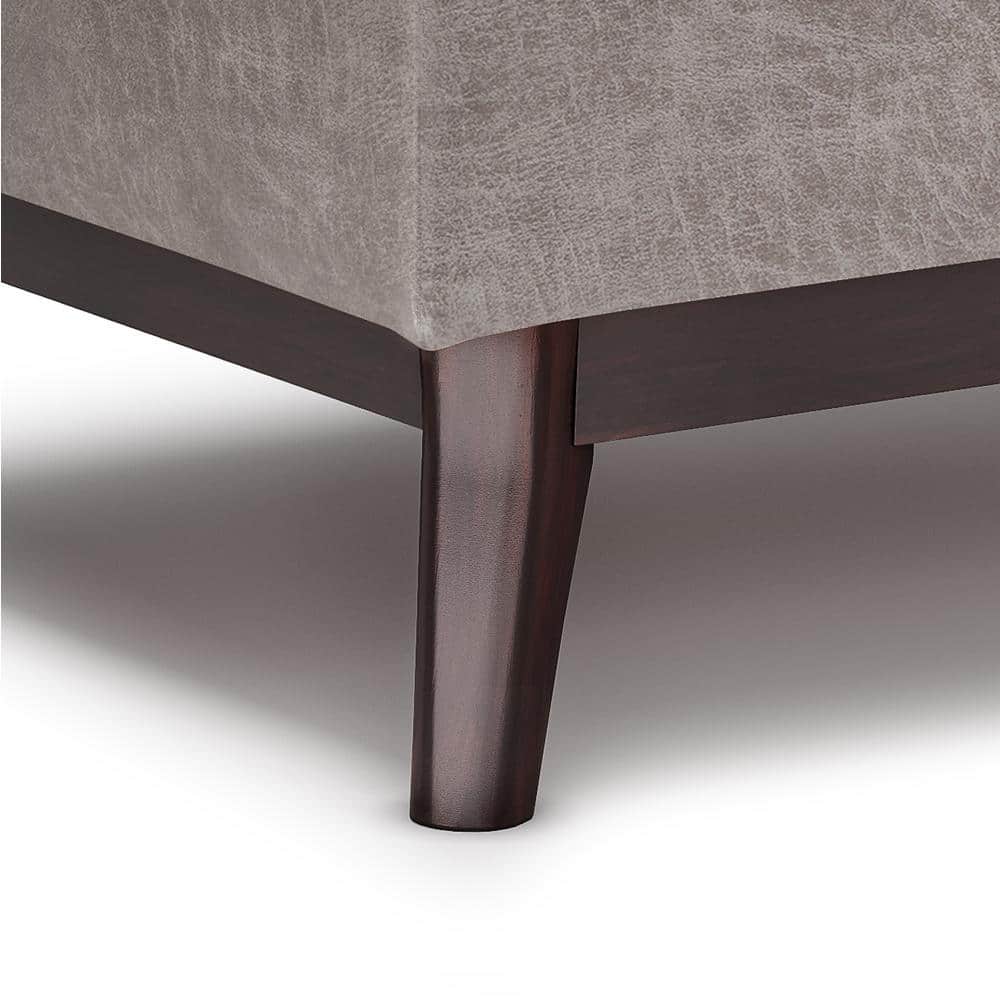 Owen Mid Century Modern Distressed Grey Storage Ottoman with Tray Top
