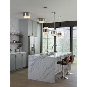 Silva Collection 1-Light Brushed Nickel White Linen Shade Pendant