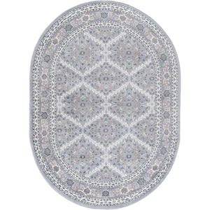 Madison Oriental Gray 5 ft. x 8ft. Oval Indoor Area Rug