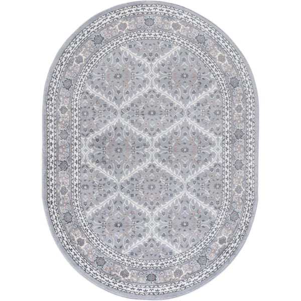 Tayse Rugs Madison Oriental Gray 5 ft. x 8ft. Oval Indoor Area Rug