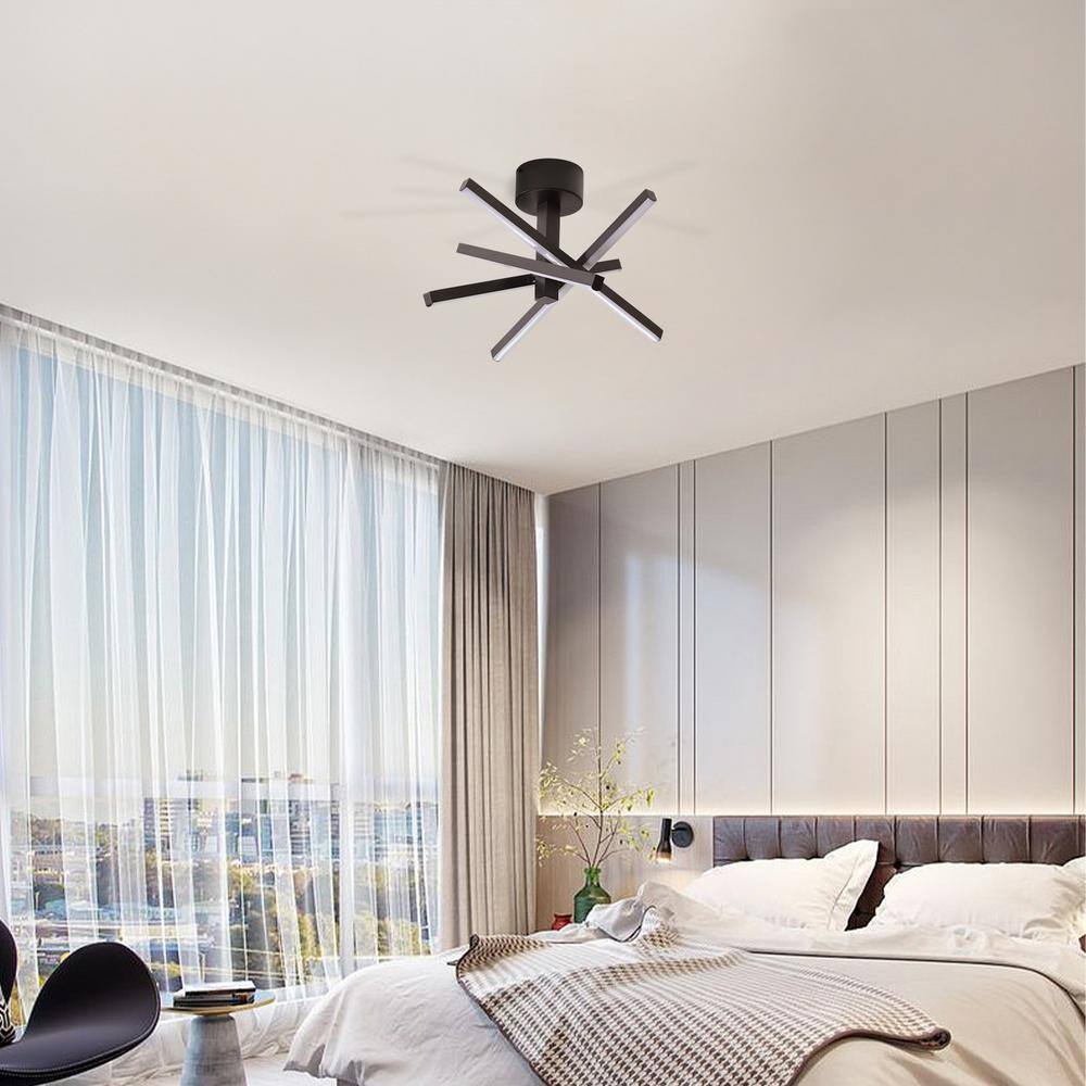 Black Aluminum Modern LED Semi-Flush Mount Ceiling Light