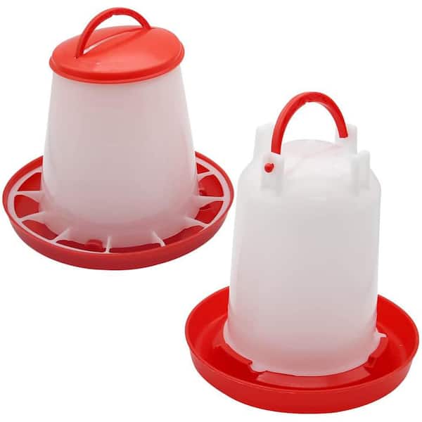 N/A 1.5 kg Chick Feeder 1.5 L Waterer Kit for Poultry Duck Quail Hanging Plastic Containers Outdoor Baby Chick Supplies