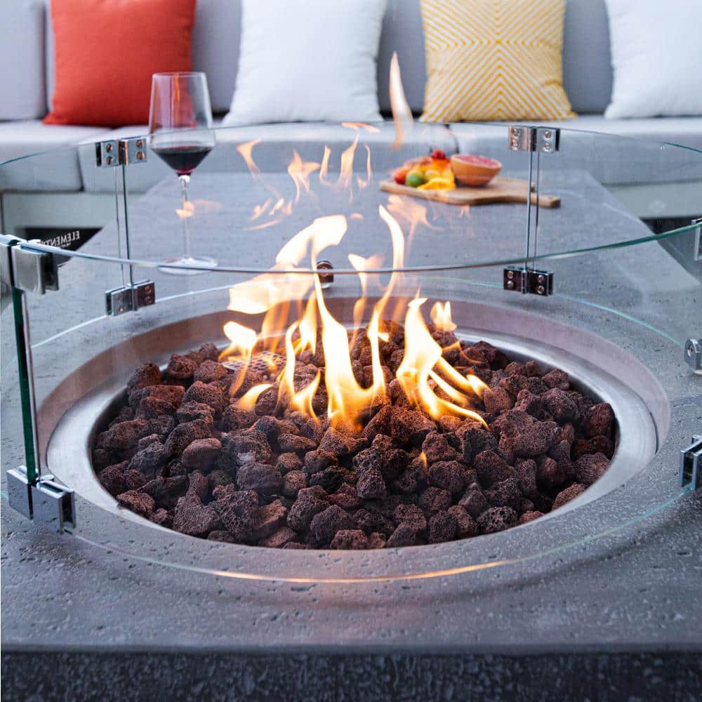 Metropolis Gray Concrete Rectangular Gas Fire Pit Table