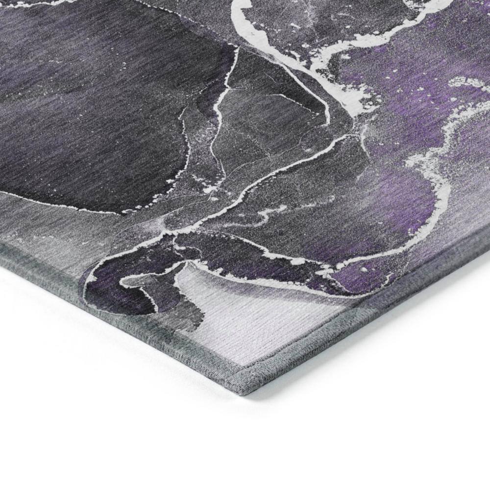 Purple and Gray Abstract Pattern 3' x 5' Washable Area Rug