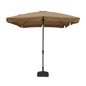 10 ft. x 8 ft. Rectangle Tan Market Patio Umbrella with Square Umbrella Base