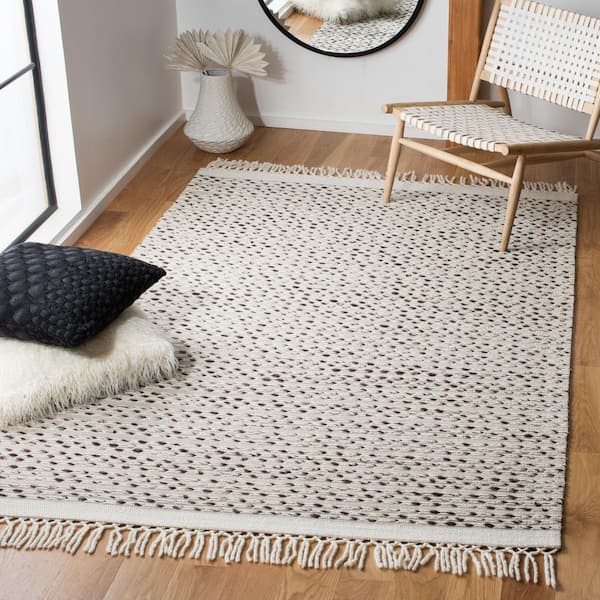 Vermont 6 ft. x 6 ft. Ivory Striped Border Square Area Rug