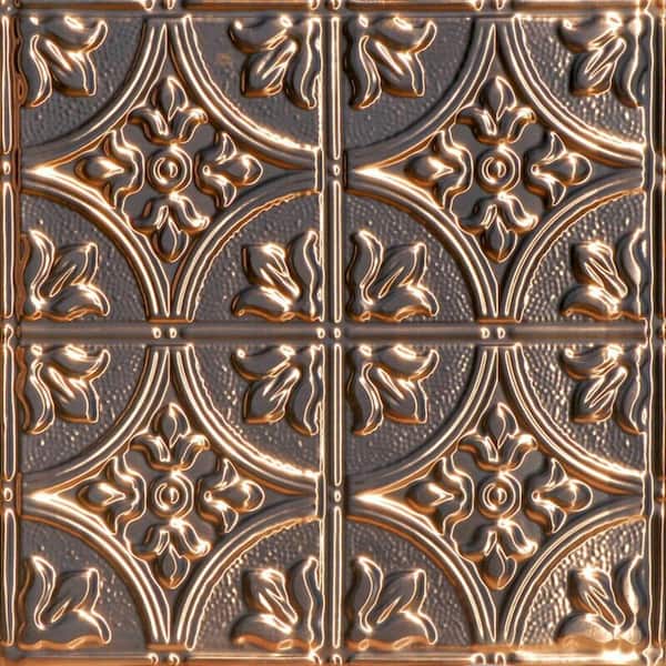 FROM PLAIN TO BEAUTIFUL IN HOURS Queen Victoria Solid Copper 2 ft. x 2 ft. Decorative Classic Nail Up Ceiling Tile (20 sq. ft./case)