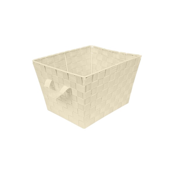 SIMPLIFY 8 in. H x 12 in. W x 10 in. D White Fabric Cube Storage Bin