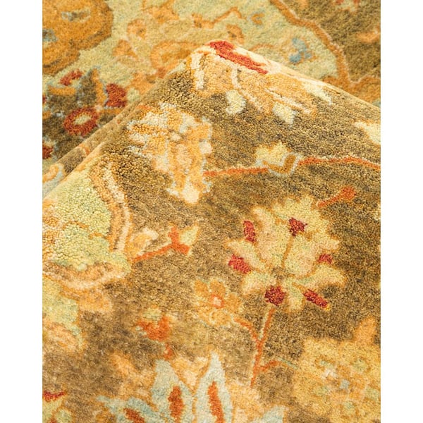 Mogul 6 ft. x 9 ft. Green Oriental Wool Indoor Area Rug