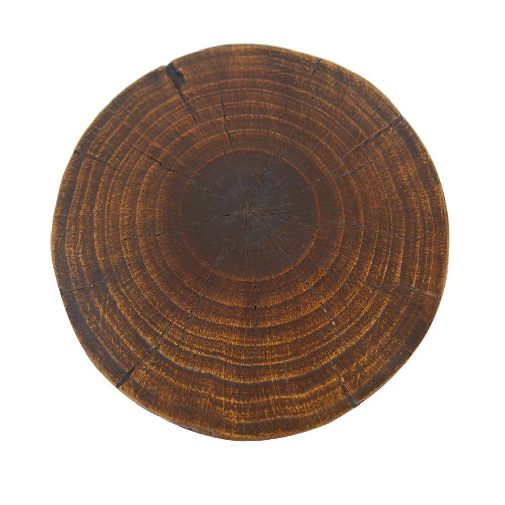 Close-up of the wood grain and end-grain of a wooden circle.