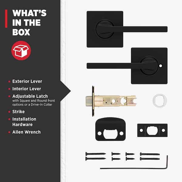 Kwikset Casey Matte Black Dummy Door Handle Featuring Microban