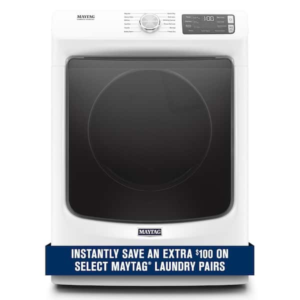 Maytag 7.3 cu. ft. 120-Volt White Stackable Gas Vented Dryer with Steam and Quick Dry Cycle, ENERGY STAR