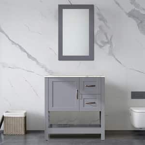 30 in. W x 18.5 in. D x 31.5 in. H. Bath Vanity in Gray with Cultured Marble Top in White and Mirror